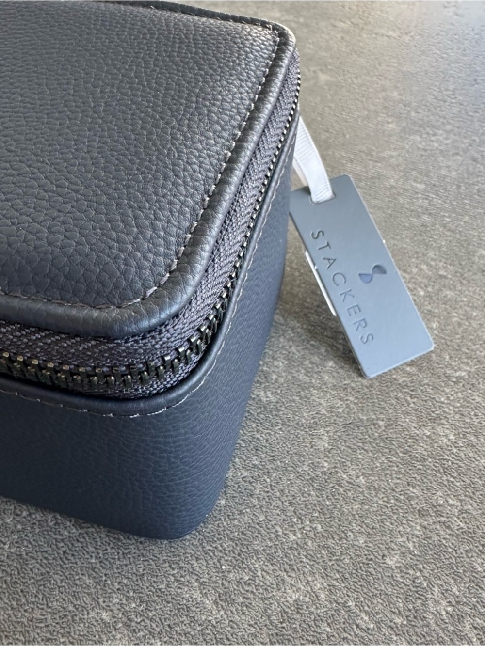 Stackers Zippered Watch & Jewelry Travel Case Navy Blue Vegan Leather Organizer - Picture 3 of 11
